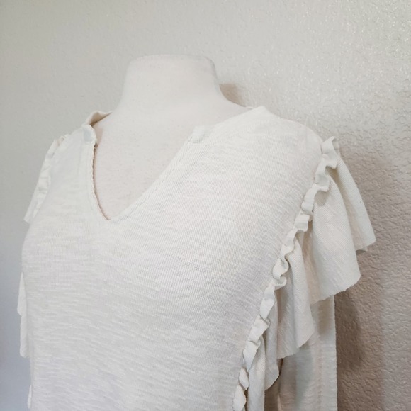 Pilcro Cream V-Neck Sweater w/Ruffle Trim Size Small - Picture 6 of 12